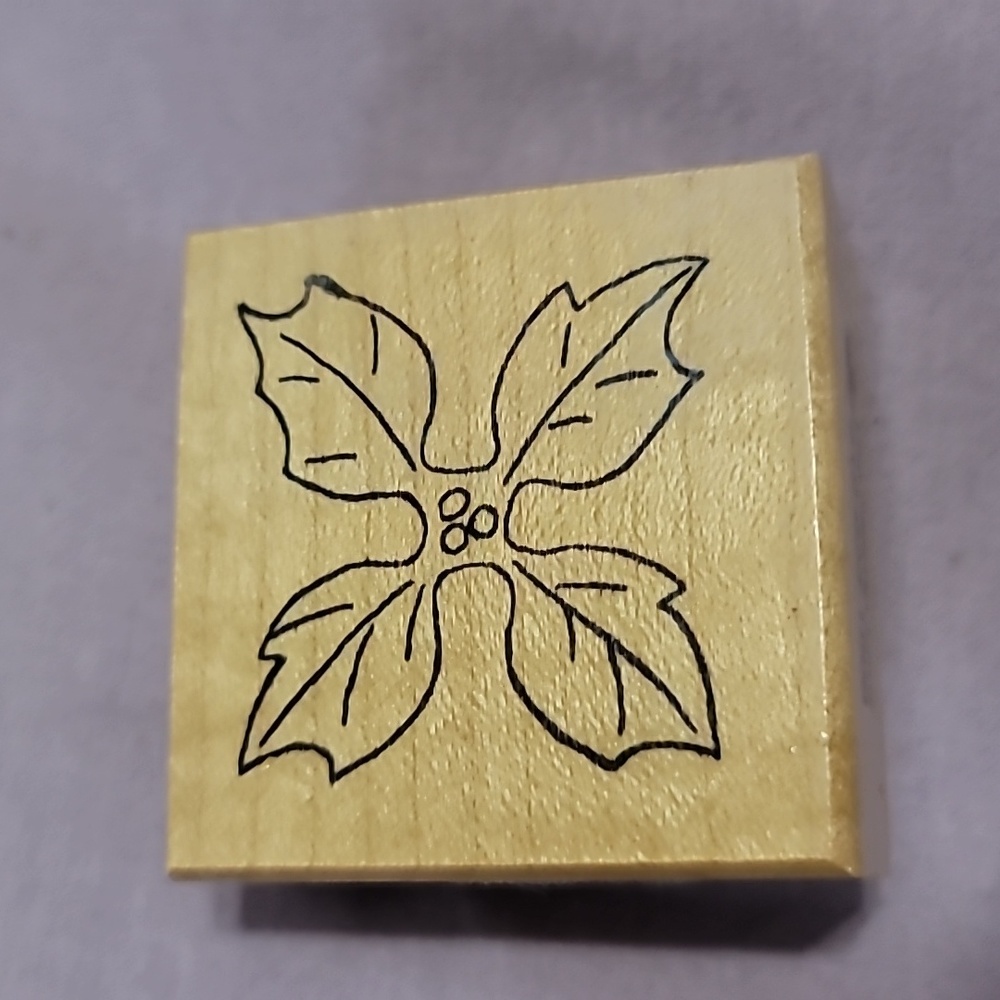Four Leaves  Wooden Rubber Stamp